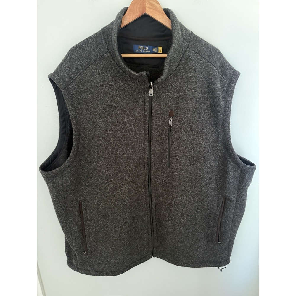 Polo Ralph Lauren Men's Vest Twill Mockneck Full Zip Vest Gray  4XB